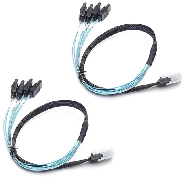 Alt view image 5 of 5 - JMT MINI SAS 8087 Server Cable Male Female High-Speed MINI SAS 8087 to Slim SAS 8654 4I/4X SATA 7P Adapter (to 4X SATA 7P Female,100cm)