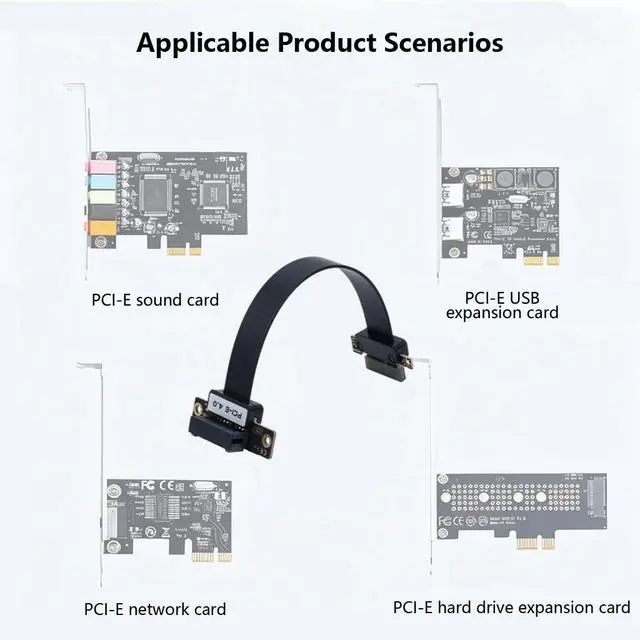 Alt view image 7 of 7 - PCI-E 1X to 1X Extension Cable Flexible Flat Ribbon for Graphics Card Expansion Card Support X1 X4 X8 X16 (PCIe3.0 15cm,Straight-in Side-Out)
