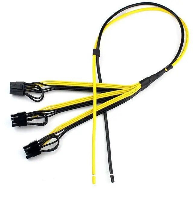 Alt view image 5 of 6 - JMT Power Supply Cable 8pin GPU Video Card Wire 1 to 3 6p+2p Miner Adapter Cable 12AWG+18AWG Cables for Mining (10Pcs)