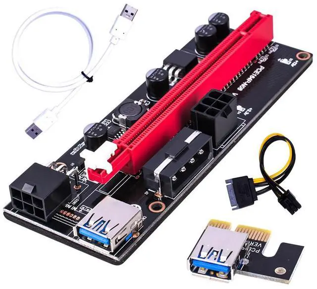 Main image of PCI-E 1X to 16X Riser Card Extension Cable USB 3.0 Adapter, 6-Pin Extra Power Supply Support 009S GPU (60CM,White Cable)