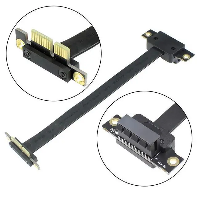 Alt view image 2 of 7 - JMT PCI-E X1 PCI Express 1X Riser Extension Ribbon Cable Gold-Plated Connector Dual Vertical 90 Right Angle Foldable High Speed PCI Express 1X Expander for 1U 2U ATX Extender (25cm R11SL)