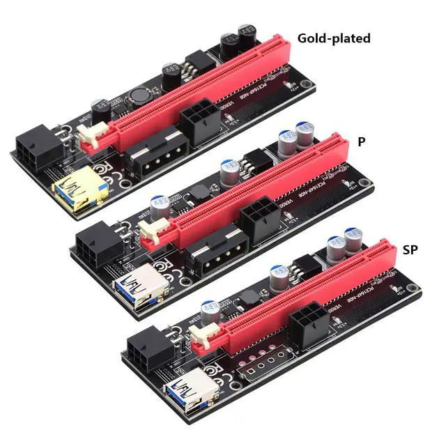 Alt view image 2 of 7 - PCI-E 1X to 16X Riser Card Extension Cable USB 3.0 Adapter, 6-Pin Extra Power Supply Support 009S GPU (60CM,Blue Cable)