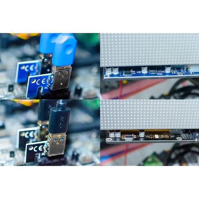 Alt view image 4 of 7 - PCI-E 1X to 16X Riser Card Extension Cable USB 3.0 Adapter, 6-Pin Extra Power Supply Support 009S GPU (60CM,Blue Cable)