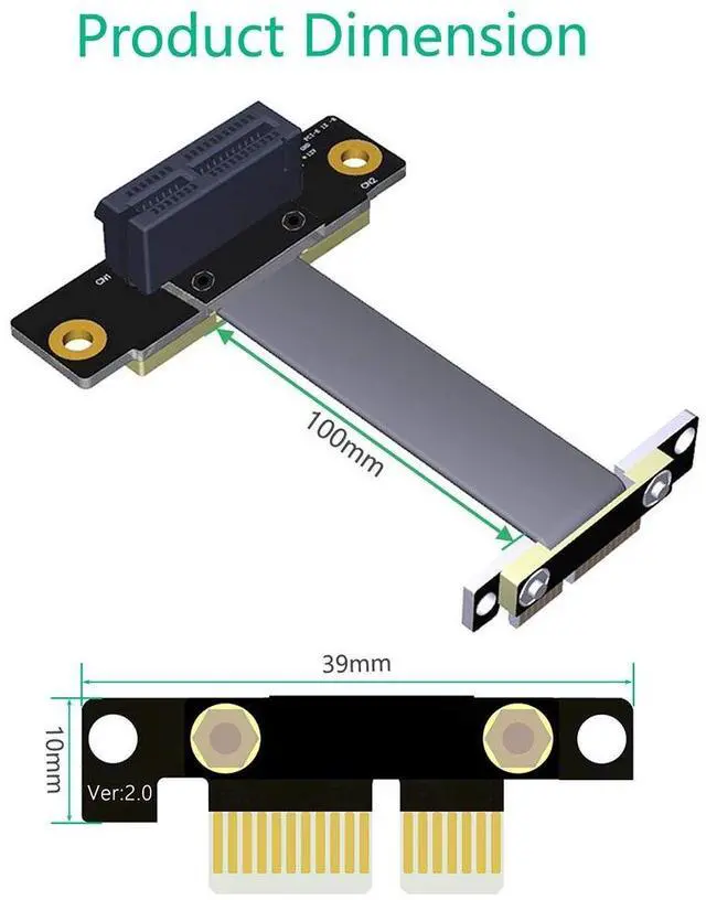 Alt view image 3 of 7 - JMT PCI-E X1 PCI Express 1X Riser Extension Ribbon Cable Gold-Plated Connector Dual Vertical 90 Right Angle Foldable High Speed PCI Express 1X Expander for 1U 2U ATX Extender (25cm R11SL)