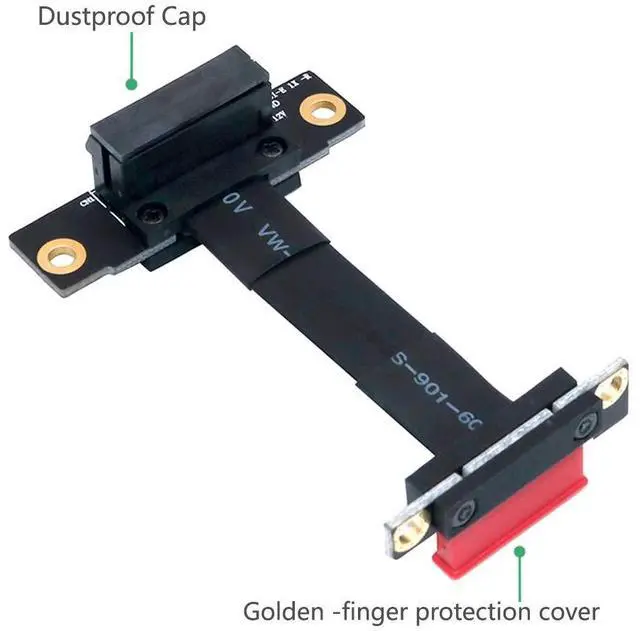 Alt view image 5 of 7 - JMT PCI-E X1 PCI Express 1X Riser Extension Ribbon Cable Gold-Plated Connector Dual Vertical 90 Right Angle Foldable High Speed PCI Express 1X Expander for 1U 2U ATX Extender (25cm R11SL)