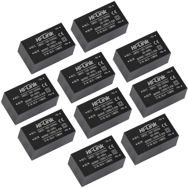 Main image of 10pcs Mini Step-Down Power Supply Intelligent Household Switch Power Module HLK-PM01 HLK-5M05 10M05 HLK-2M05 AC DC 220V to 5V/3.3V/12V (HLK-10M05 5V 10W)