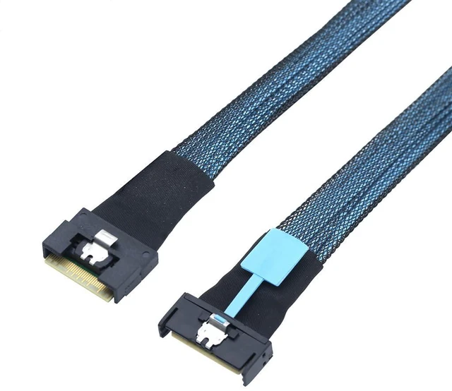 Alt view image 3 of 5 - JMT PCIE Gen5 MCIO 8X 8I 74P to Slimline SAS 4.0 SFF-8654 8i Server Cable High-Speed 32GT/s Anti Tilt Insertion (50cm)