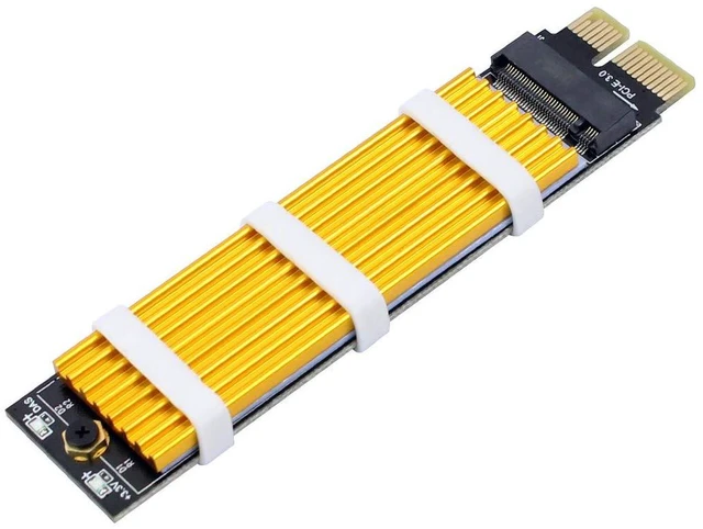 Alt view image 2 of 7 - JMT PCI-E PCI Express 3.0 X1 to M.2 M Key Interface NVMe SSD PCIE M.2 Riser Card Adapter Heatsink SSD 2230 2242 2260 2280 Full Speed (with Gold Heatsink)