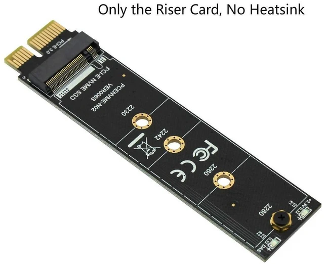 Alt view image 4 of 7 - JMT PCI-E PCI Express 3.0 X1 to M.2 M Key Interface NVMe SSD PCIE M.2 Riser Card Adapter Heatsink SSD 2230 2242 2260 2280 Full Speed (with Black Heatsink)
