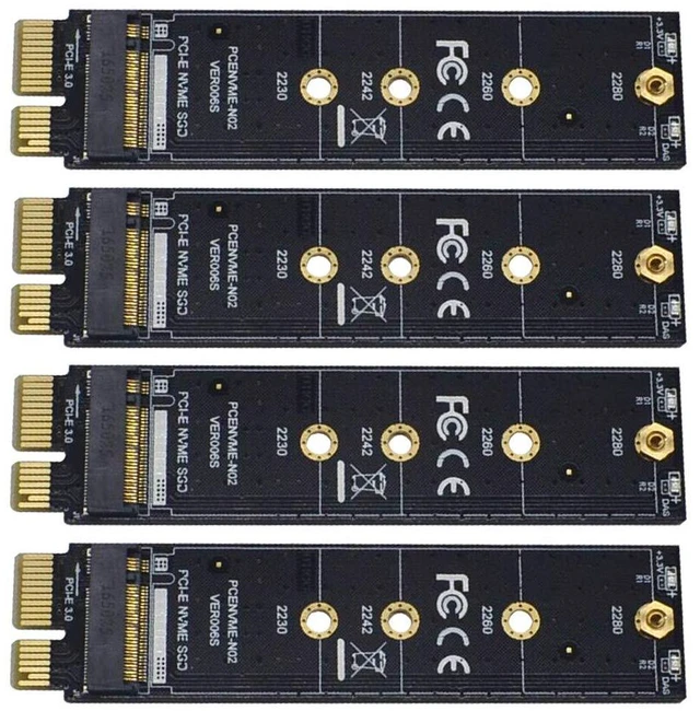 Main image of JMT PCI-E PCI Express 3.0 X1 to M.2 M Key Interface NVMe SSD PCIE M.2 Riser Card Adapter Heatsink SSD 2230 2242 2260 2280 Full Speed (4 PCS)