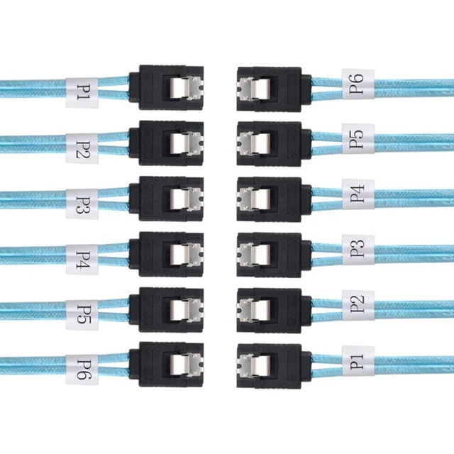 Alt view image 4 of 6 - JMT MINI-SAS SAS4.0 6*SATA to 6*SATA Extension Cable 7p Female for Server Computer Host SATA Hard Disk (180°,100cm)