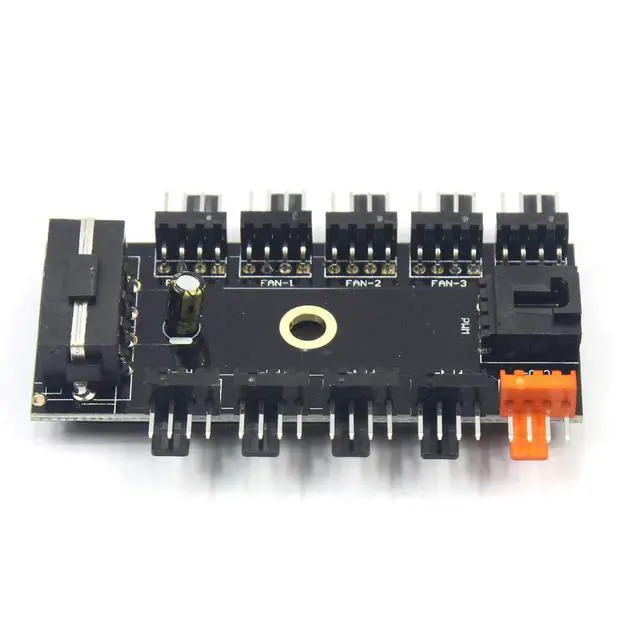 Alt view image 6 of 7 - JMT PC 1 to 10 4Pin / SATA Cooling Fan Hub Cooler Splitter Cable PWM 12V Led Speed Power Supply Adapter for Mini Computer (4PIN)
