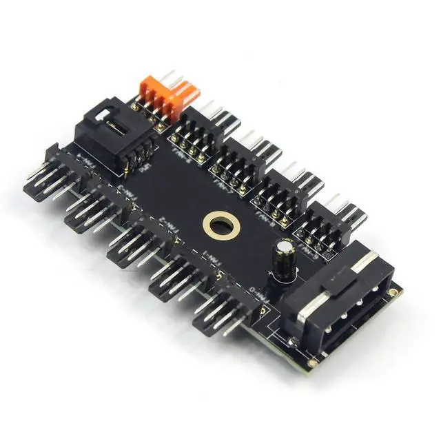 Alt view image 3 of 7 - JMT PC 1 to 10 4Pin / SATA Cooling Fan Hub Cooler Splitter Cable PWM 12V Led Speed Power Supply Adapter for Mini Computer (4PIN)