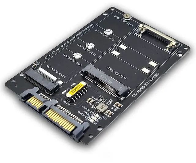 Alt view image 2 of 7 - JMT NGFF+MSATA to SATA3 Adapter Card M2 Key B-M SSD to 6G Interface Converter Card (Adapter Card + USB3.0 Cable)