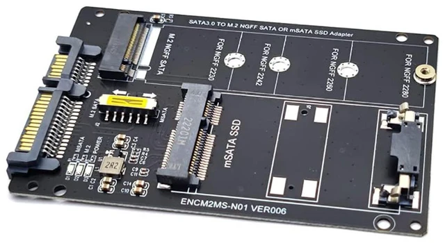Alt view image 2 of 7 - JMT NGFF+MSATA to SATA3 Adapter Card M2 Key B-M SSD to 6G Interface Converter Card (Adapter Card)