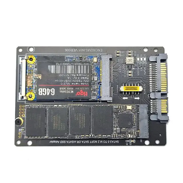 Alt view image 3 of 7 - JMT NGFF+MSATA to SATA3 Adapter Card M2 Key B-M SSD to 6G Interface Converter Card (Adapter Card)