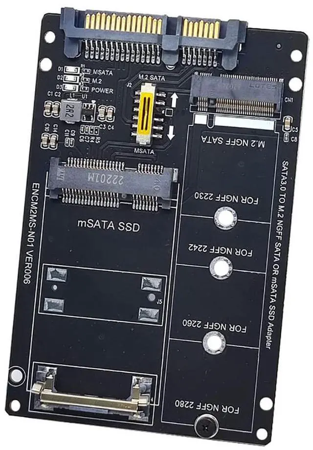 Alt view image 7 of 7 - JMT NGFF+MSATA to SATA3 Adapter Card M2 Key B-M SSD to 6G Interface Converter Card (Adapter Card)