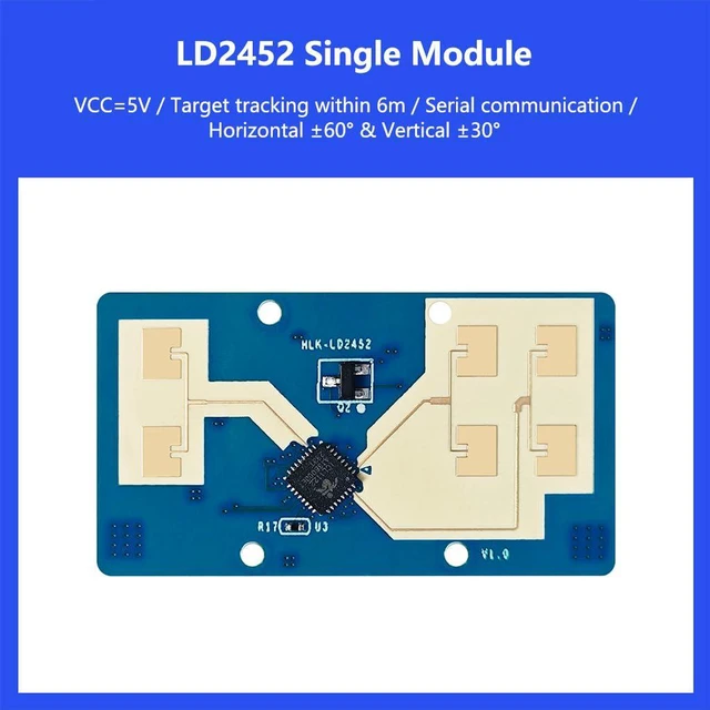 Alt view image 2 of 7 - HLK-LD2452 24GHz Multi-Target Human Positioning and Tracking Radar Module 6m Detection Distance Angle Speed Measurement Sensor Sweep Bandwidth Max.0.25G (Module Only)