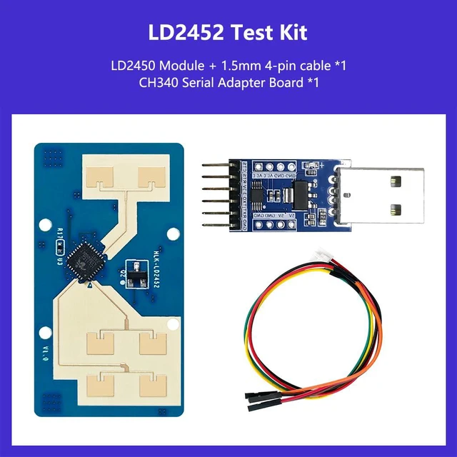 Alt view image 2 of 7 - HLK-LD2452 24GHz Multi-Target Human Positioning and Tracking Radar Module 6m Detection Distance Angle Speed Measurement Sensor Sweep Bandwidth Max.0.25G (Kit B)