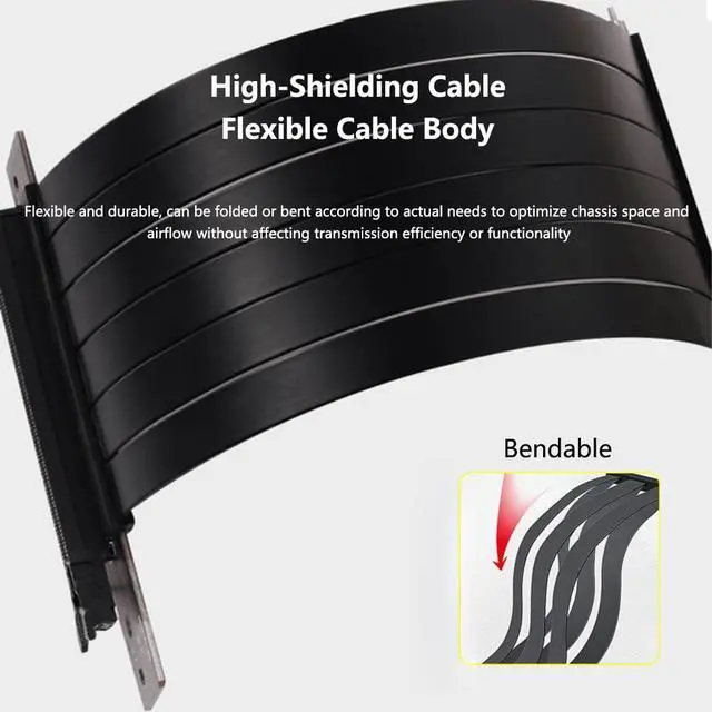 Alt view image 3 of 7 - PCIE X16 Vertical Mount GPU Riser Cable EMI Shielded High-Speed Flexible Extension Cord Compatible with MSI Graphics Card (PCI-E 3.0,20cm 90Degree)