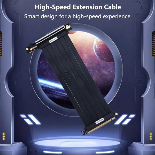 Alt view image 5 of 7 - PCIE X16 Vertical Mount GPU Riser Cable EMI Shielded High-Speed Flexible Extension Cord Compatible with MSI Graphics Card (PCI-E 3.0,20cm 90Degree)