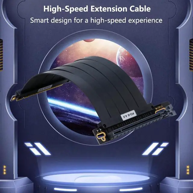 Alt view image 4 of 7 - PCIE X16 Vertical Mount GPU Riser Cable EMI Shielded High-Speed Flexible Extension Cord Compatible with MSI Graphics Card (20cm 180Degree,PCI-E 4.0)