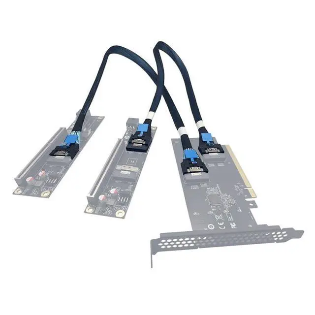 Alt view image 3 of 4 - PCI-E 16x to SFF-8654 8i Adapter SlimSAS 4.0 24GB/S Support Gen4 X8+X8, X4+X4+X4+X4 External Split (SFF-8654 8i Cable 75cm)