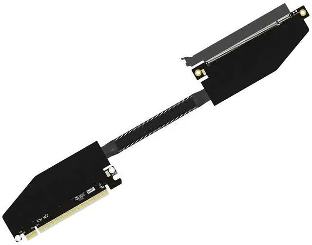 Main image of ADT-K33 PCIe 5.0 x16 Dual Reverse Bend Graphics Card Extension Cable Gen5 512Gbps Compatible with RTX 50xx, RX 90xx Series GPU (K33UF-RR-FG-BK11,30CM)