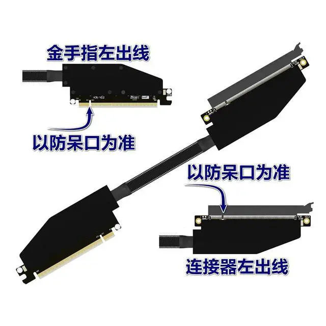 Alt view image 3 of 4 - ADT-K33 PCIe 5.0 x16 Dual Reverse Bend Graphics Card Extension Cable Gen5 512Gbps Compatible with RTX 50xx, RX 90xx Series GPU (K33UF-LL-FG-BK11,30CM)