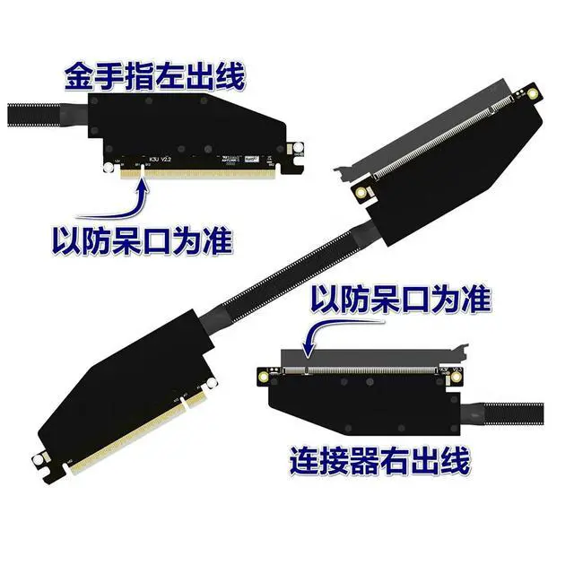 Alt view image 3 of 4 - ADT-K33 PCIe 5.0 x16 Dual Reverse Bend Graphics Card Extension Cable Gen5 512Gbps Compatible with RTX 50xx, RX 90xx Series GPU (K33UF-TL-FG-BK11,30CM)