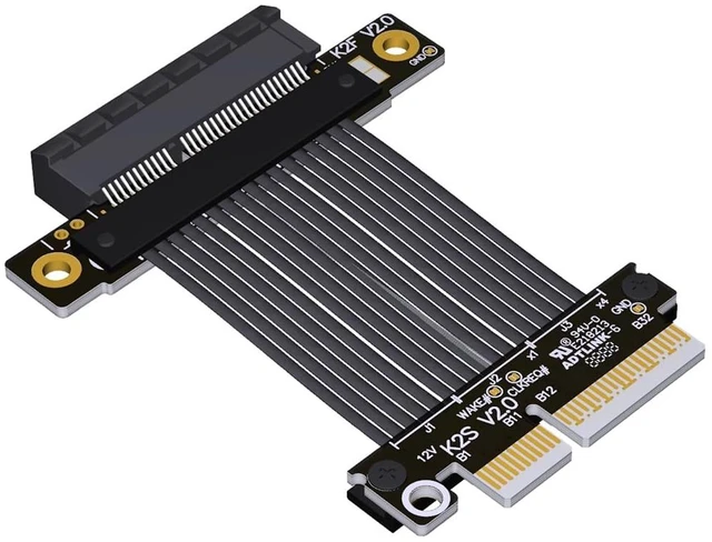 Main image of ADT-K22 PCIe 5.0 x4 to x4 Extension Cable 128Gbps High-Speed Flex Adapter Support Network Card, Hard Drive, and USB Card with X4 Interface (K22SF-BK,15CM)