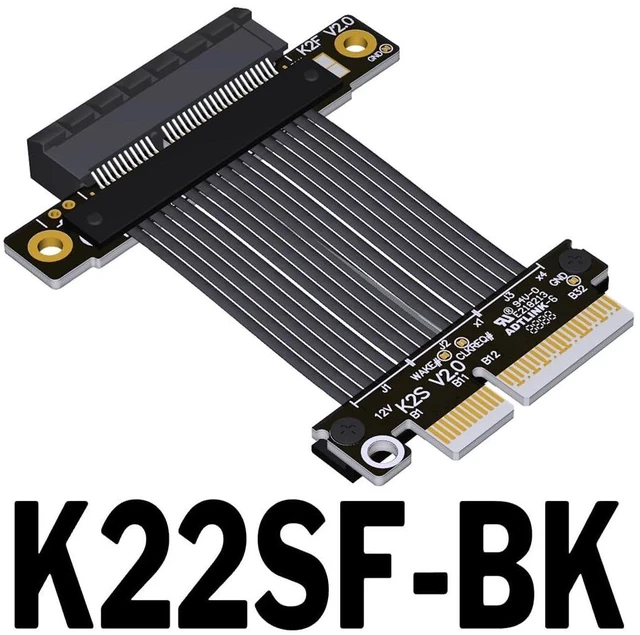 Alt view image 2 of 5 - ADT-K22 PCIe 5.0 x4 to x4 Extension Cable 128Gbps High-Speed Flex Adapter Support Network Card, Hard Drive, and USB Card with X4 Interface (K22SF-BK,15CM)