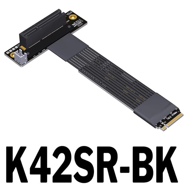 Alt view image 2 of 4 - ADT-K42S M.2 NVMe-Compatible to PCIe5.0 x4 Extension Cable 128 Gbps High Speed with SATA Power Adapter (K42SR-BK,15CM)