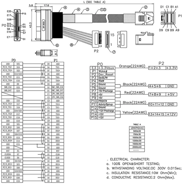 Alt view image 2 of 6 - MINI SAS HD SFF-8643 to SAS 8639 with SATA 15P Male Y-Type Server Cable (50CM)