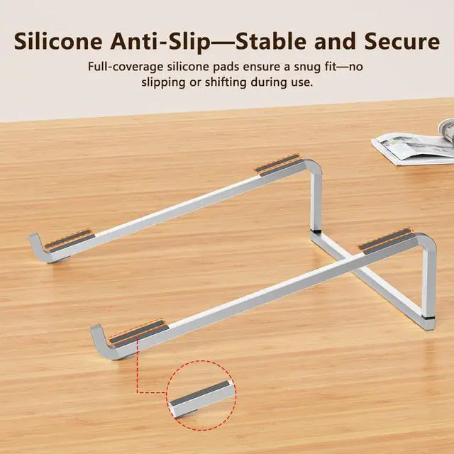 Alt view image 7 of 7 - Universal Laptop Stand Aluminum Alloy Load up to 40KG /20KG Portable Storage for 10-17.3in /14-17.3in Office Computers and Tablets (Foldable Silver)
