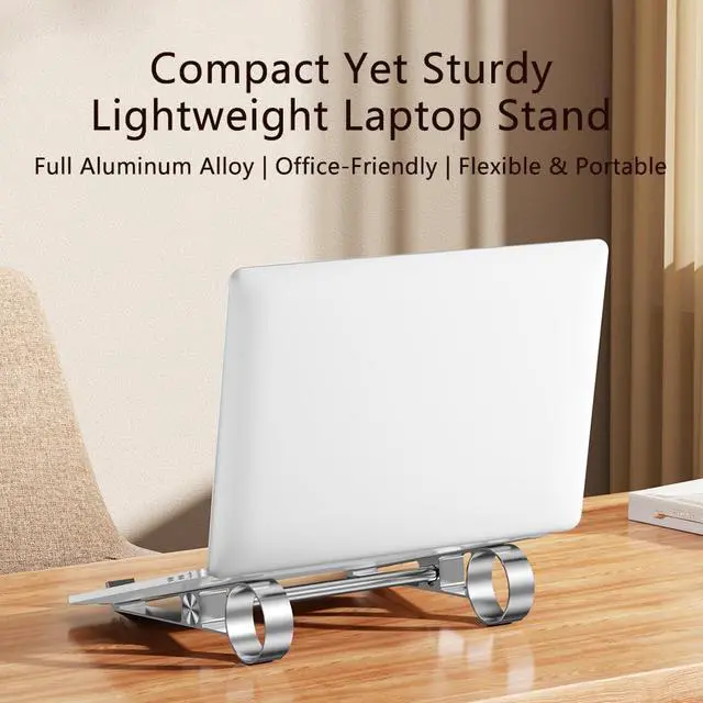 Alt view image 3 of 7 - Universal Laptop Stand Aluminum Alloy Load up to 40KG /20KG Portable Storage for 10-17.3in /14-17.3in Office Computers and Tablets (Grey)