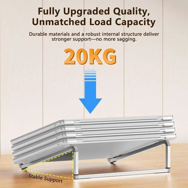 Alt view image 3 of 7 - Universal Laptop Stand Aluminum Alloy Load up to 40KG /20KG Portable Storage for 10-17.3in /14-17.3in Office Computers and Tablets (Foldable Black)