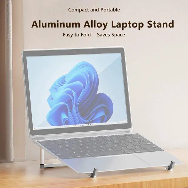 Alt view image 4 of 7 - Universal Laptop Stand Aluminum Alloy Load up to 40KG /20KG Portable Storage for 10-17.3in /14-17.3in Office Computers and Tablets (Foldable Black)