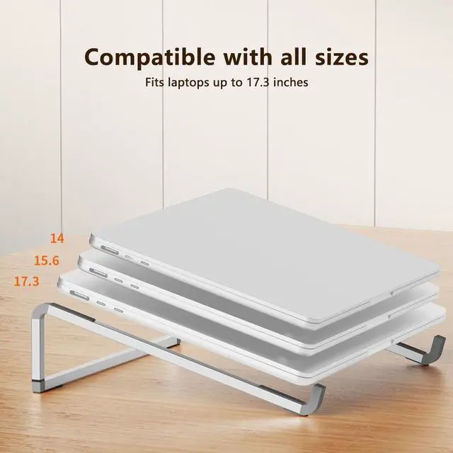 Alt view image 6 of 7 - Universal Laptop Stand Aluminum Alloy Load up to 40KG /20KG Portable Storage for 10-17.3in /14-17.3in Office Computers and Tablets (Foldable Black)
