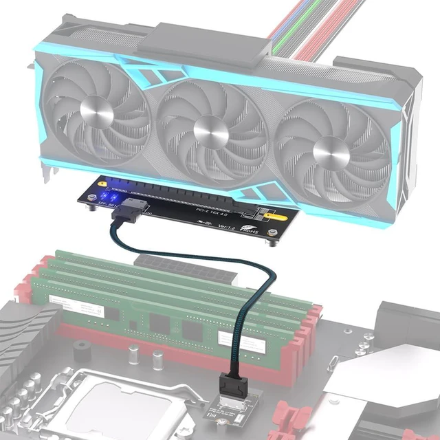 Alt view image 3 of 7 - PCI-E 4.0 16X to M.2 Mkey Extension Card 32Gbps with Oculink SFF-8612 Extension Cable Compatible with M.2 NVMe SSD External Graphics Card (24PIN with 2230 Card)