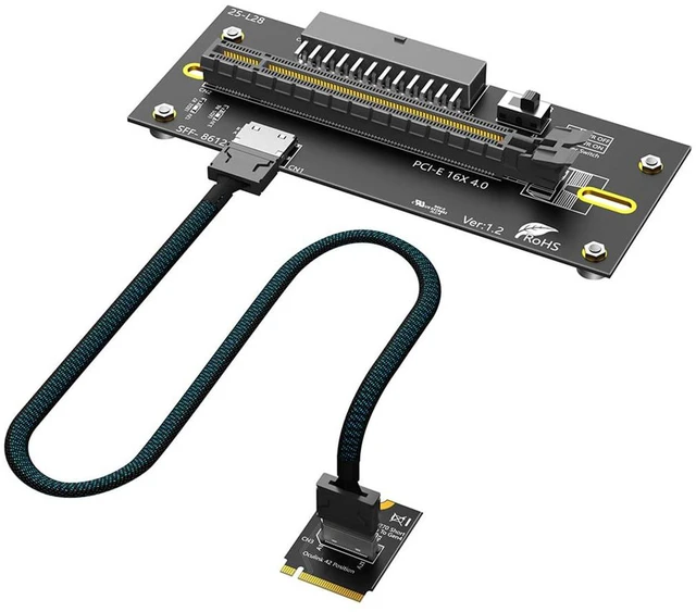 Main image of PCI-E 4.0 16X to M.2 Mkey Extension Card 32Gbps with Oculink SFF-8612 Extension Cable Compatible with M.2 NVMe SSD External Graphics Card (24PIN with 2230 Card)