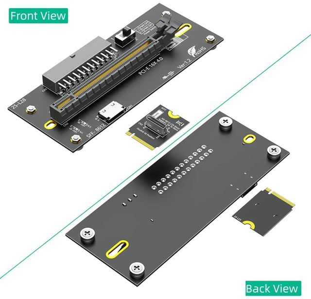 Alt view image 6 of 7 - PCI-E 4.0 16X to M.2 Mkey Extension Card 32Gbps with Oculink SFF-8612 Extension Cable Compatible with M.2 NVMe SSD External Graphics Card (24PIN with 2230 Card)