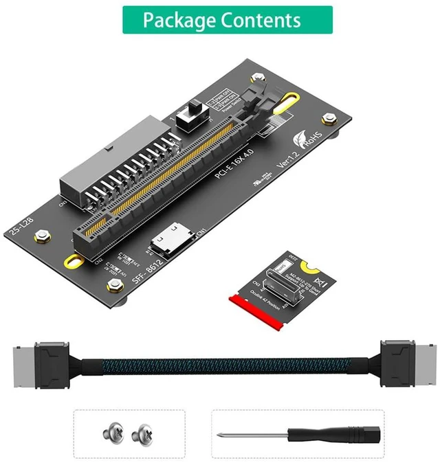 Alt view image 7 of 7 - PCI-E 4.0 16X to M.2 Mkey Extension Card 32Gbps with Oculink SFF-8612 Extension Cable Compatible with M.2 NVMe SSD External Graphics Card (24PIN with 2230 Card)