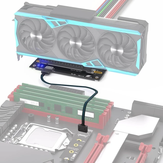 Alt view image 5 of 7 - PCI-E 4.0 16X to M.2 Mkey Extension Card 32Gbps with Oculink SFF-8612 Extension Cable Compatible with M.2 NVMe SSD External Graphics Card (24PIN with 2280 Card)