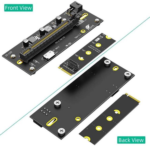 Alt view image 6 of 7 - PCI-E 4.0 16X to M.2 Mkey Extension Card 32Gbps with Oculink SFF-8612 Extension Cable Compatible with M.2 NVMe SSD External Graphics Card (6PIN with 2280 Card)