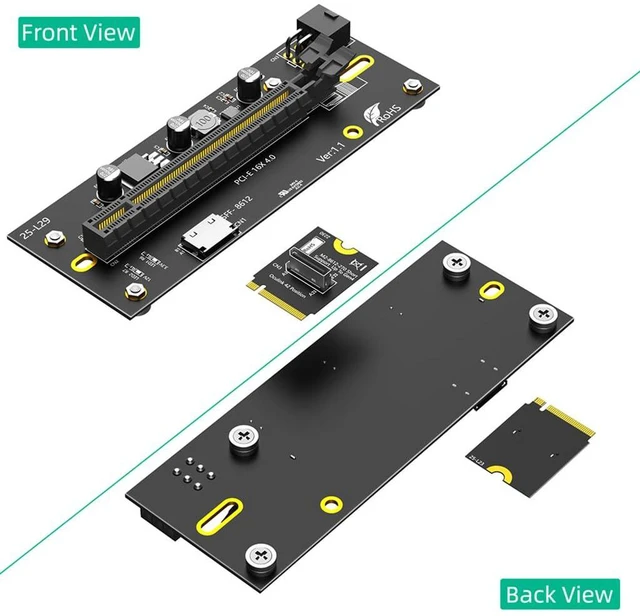 Alt view image 6 of 7 - PCI-E 4.0 16X to M.2 Mkey Extension Card 32Gbps with Oculink SFF-8612 Extension Cable Compatible with M.2 NVMe SSD External Graphics Card (6PIN with 2230 Card)
