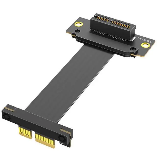 Main image of PCI-E 5.0 1X Extension Cable 16Gbps Dual 90-Degree for 1U 2U ATX/BTX Chassis Support x4 x8 x16 Slot (10CM 1X)