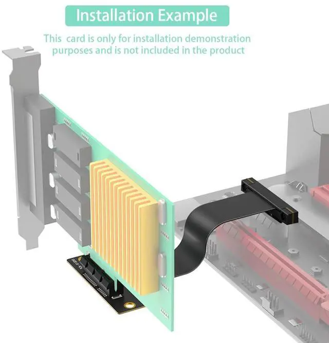 Alt view image 6 of 7 - PCI-E 5.0 1X Extension Cable 16Gbps Dual 90-Degree for 1U 2U ATX/BTX Chassis Support x4 x8 x16 Slot (10CM 1X)
