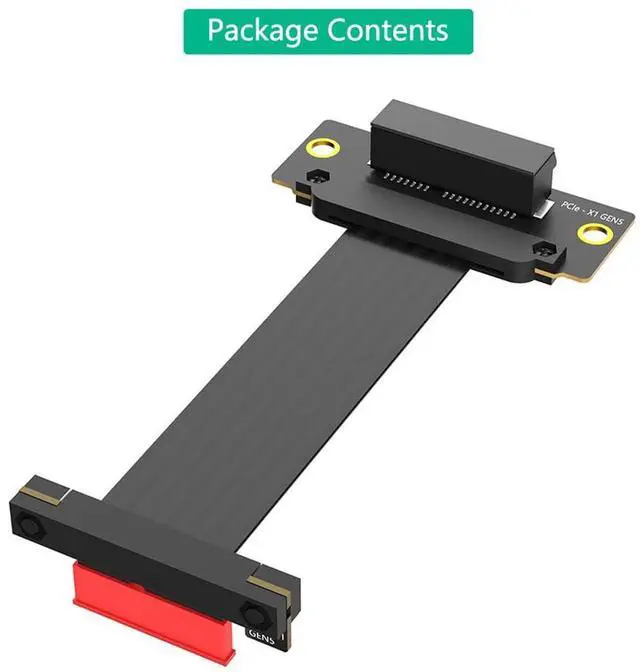 Alt view image 7 of 7 - PCI-E 5.0 1X Extension Cable 16Gbps Dual 90-Degree for 1U 2U ATX/BTX Chassis Support x4 x8 x16 Slot (10CM 1X)