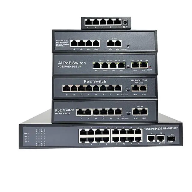 Alt view image 5 of 5 - Ethernet Switch 100Mbps POE Network Splitter Plug and Play Compatible with UTP STP (6 Ports)